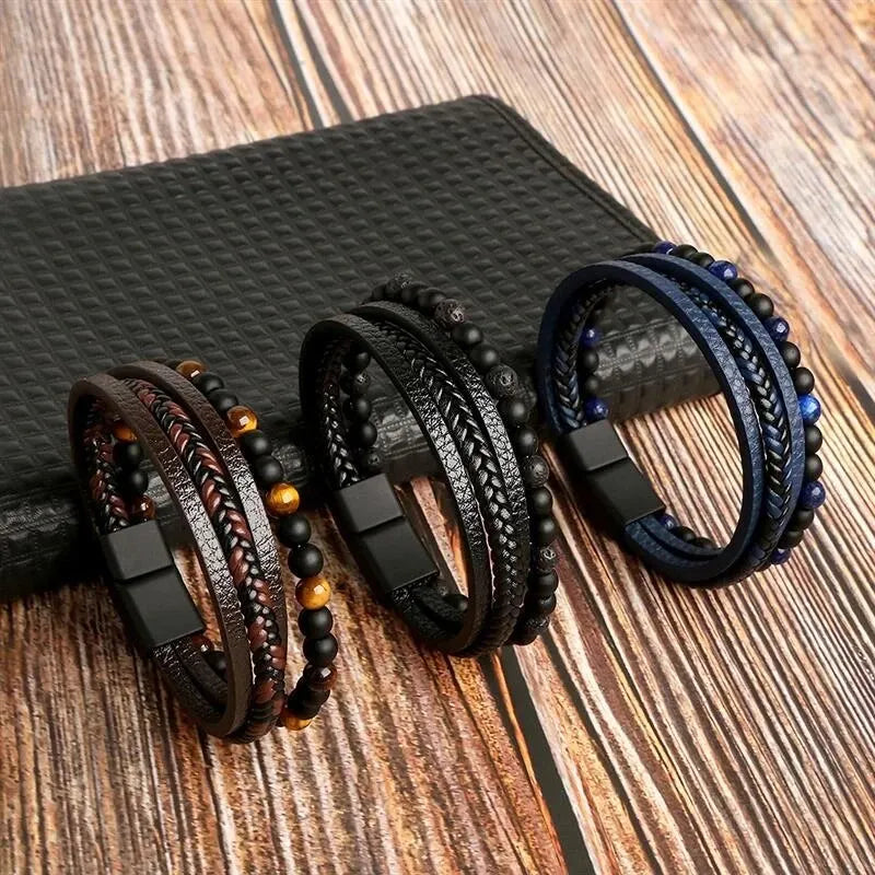 Tiger Eye Leather Wrap Bracelet